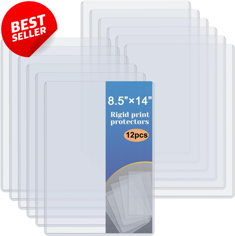 12 Pack 8.5x14 Rigid Print Protectors Clear Document Sleeves - US