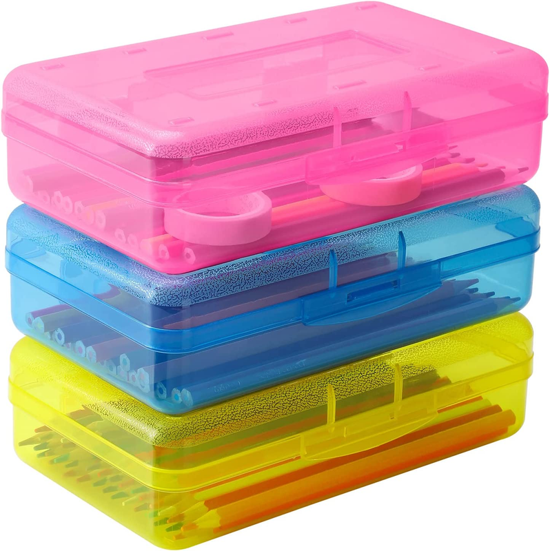 3 Pack Large Pencil Box, Hard Pencil Case Organizer, Durable