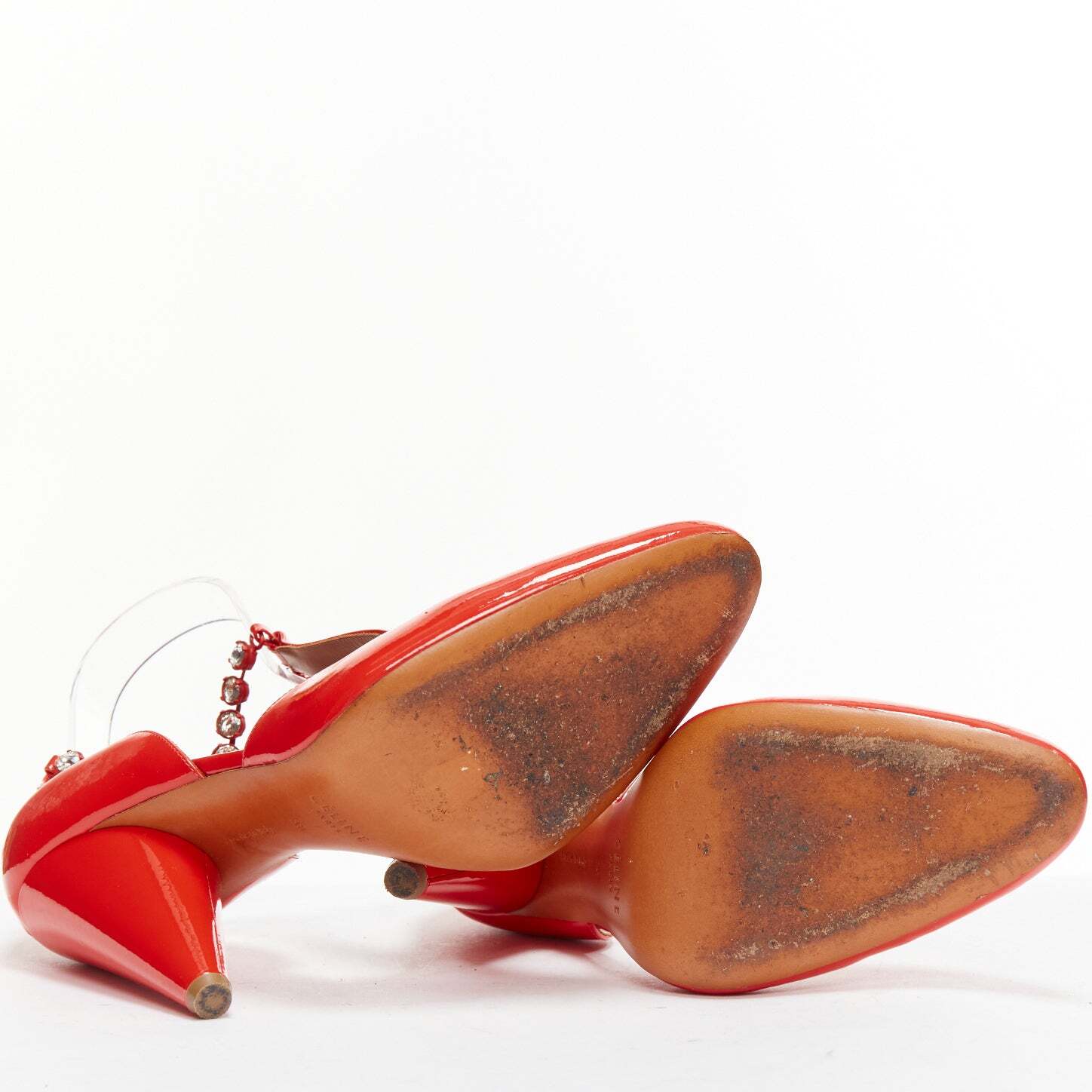 OLD CELINE Phoebe Philo Tango red patent crystal t-strap