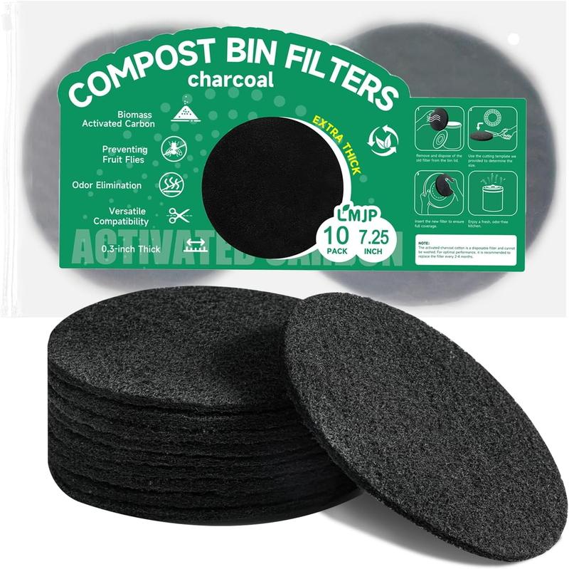 LMJP 6.7 Inch Charcoal Filters 10-Pack for Odor Absorption Replacement