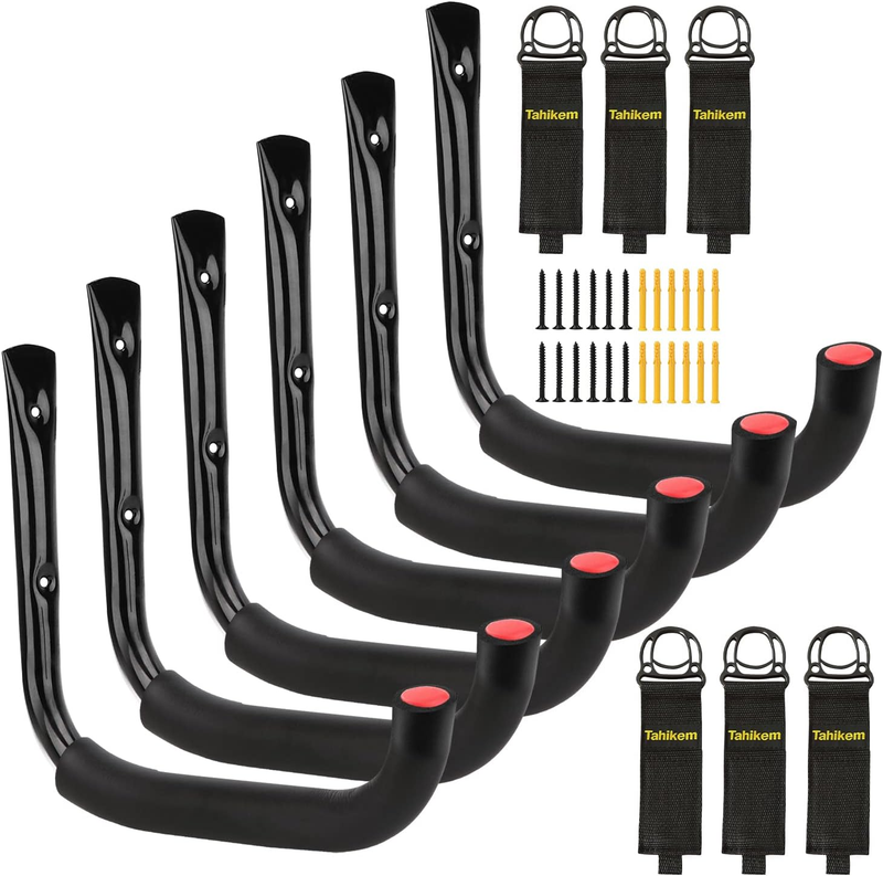 6 Set Garage Hooks - Wall Mounted, Heavy Duty, 7 Inch Large, Extension Cord Hang