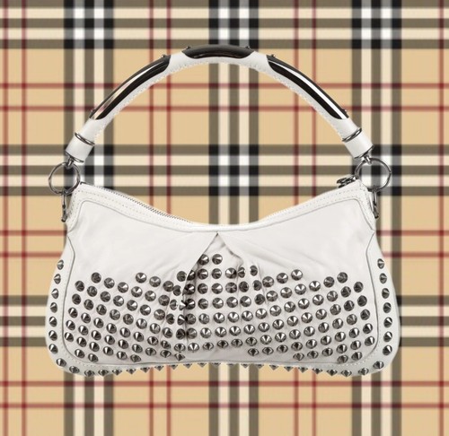 Burberryバッグ BURBERRY⚡️Spike studded white leather pleated two way