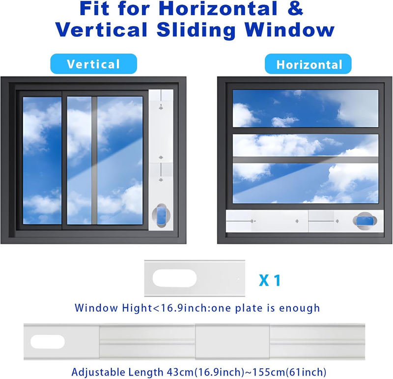 Upgrade Portable Air Conditioner Window Vent Kit with 5.9Inch Exhaust Hose (79In