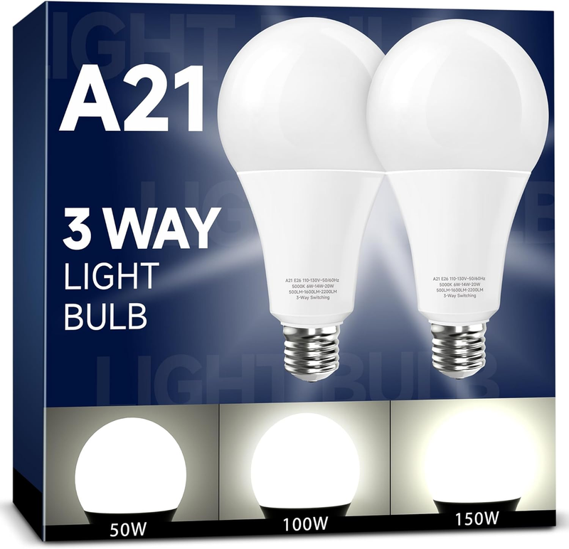 50 100 150w Equivalent, Daylight 5000k, E26 Three Way