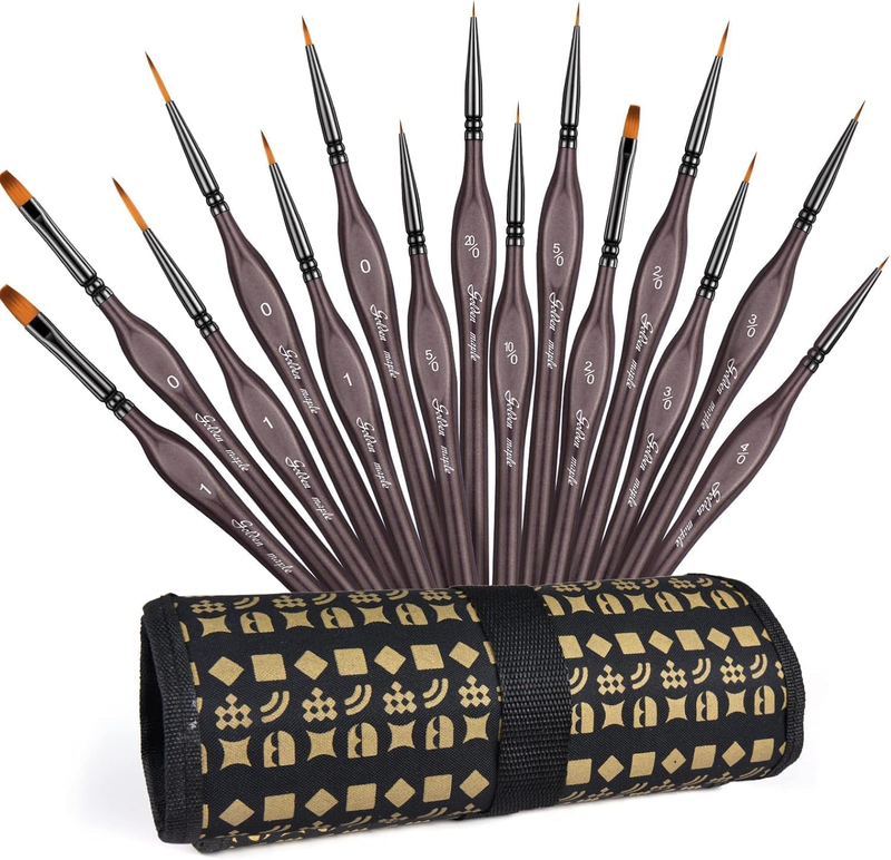 Miniature Paint Brushes, 15PC Model Brushes Micro Detail Paint Brush Set, Fine D