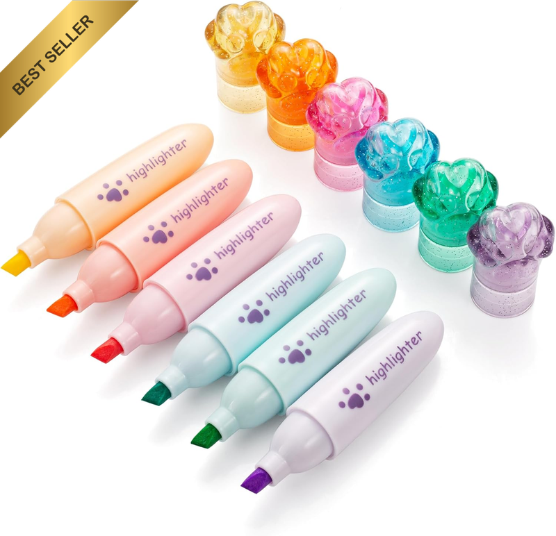 6Pcs Pastel Highlighter Pens Chisel Tip Quick Dry No Bleed for Bible Notes