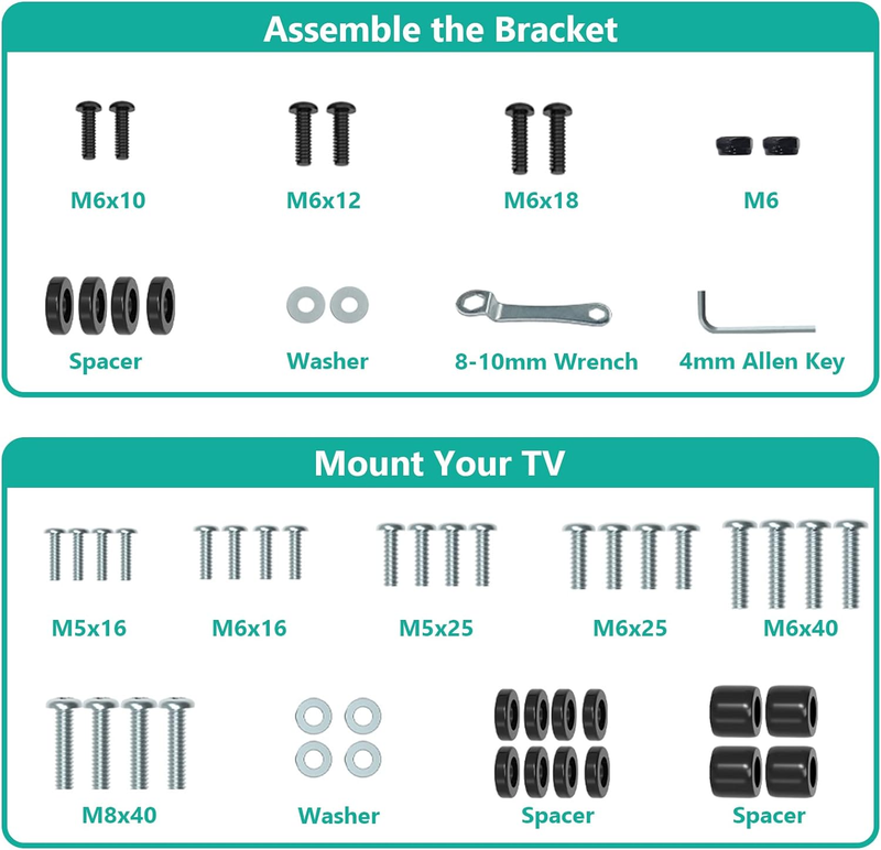 Soundbar TV Mount, Sound Bar Bracket for Mounting under or above TV, Heavy Duty