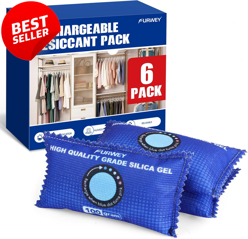 100G Silica Gel Desiccant 6 Pack Rechargeable Moisture Absorber - US