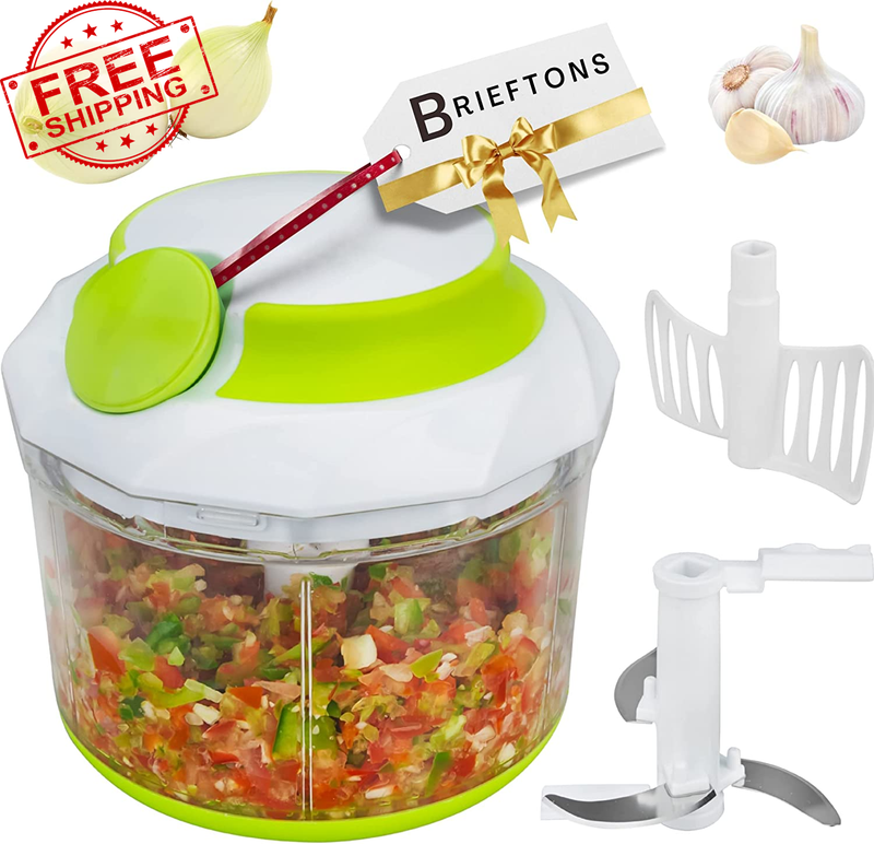 Quickpull Manual Chopper Large 4-Cup Powerful Hand Pull Blender Chop Onion New..