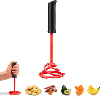 Smood Lite | One-Handed Nylon Spring Coil Vegetable and Potato Masher with Soft 