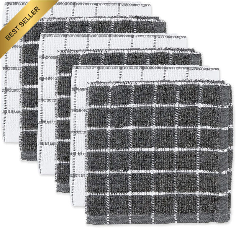 100% Cotton, Machine Washable, Ultra Absorbant, Basic Everyday 12 X 12 Terry Kit