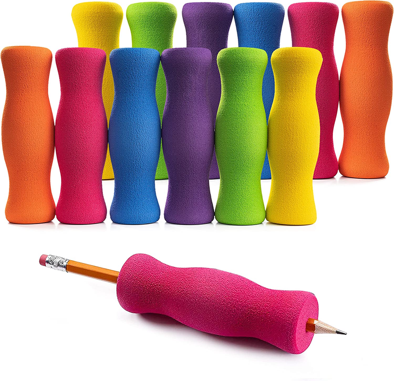 Special Supplies Long Foam Pencil Grips for Kids Adults Colorful, Cushioned Hold