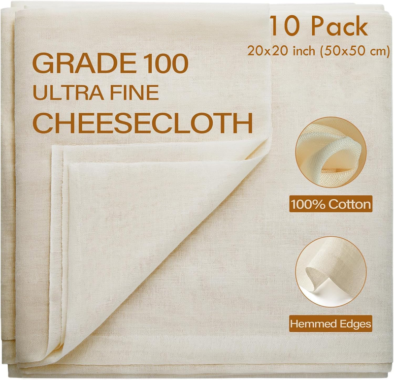 Cheesecloth Grade 100 20X20Inch(50X50Cm) Lint-Free Reusable Fabric for Baking, F