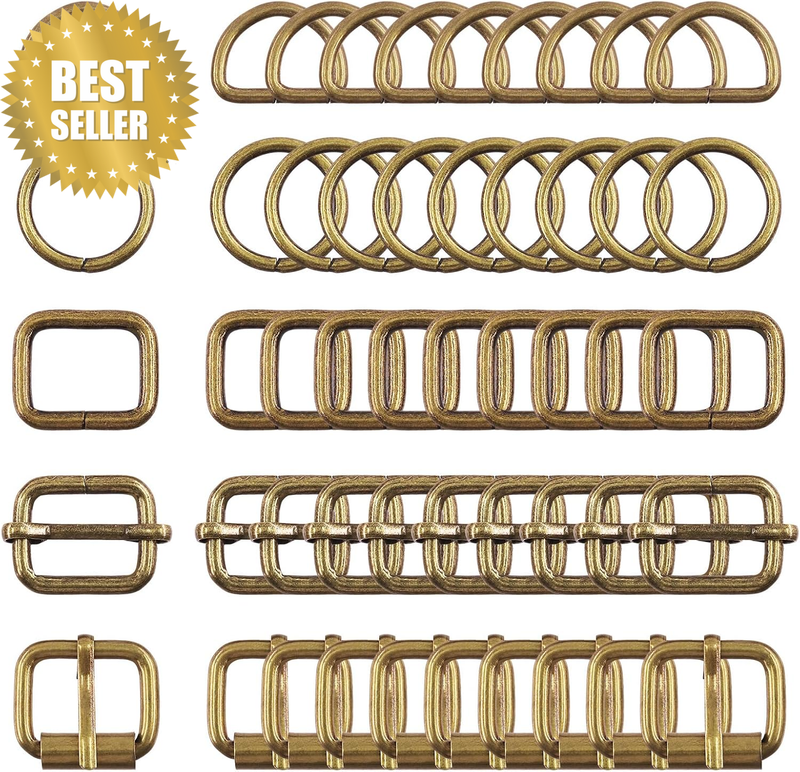 50Pcs 5 Style Metal Buckles, Metal Roller Buckles, Metal Adjustable Slide Buckle