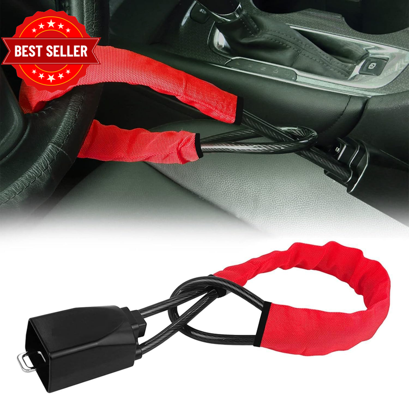 Car Steering Wheel Lock, Seat Belt Lock, Anti-Theft Device, Max 17 Inch Length, 
