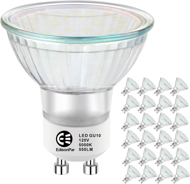 GU10 24-Pack LED Light Bulbs, MR16 120&deg; Flood Light 50W Equ