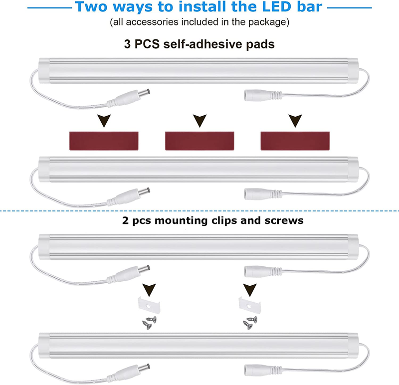 6-Pack 12" Daylight White LED Cabinet Lighting Kit, Super Bright, Plug-In/Hardwi