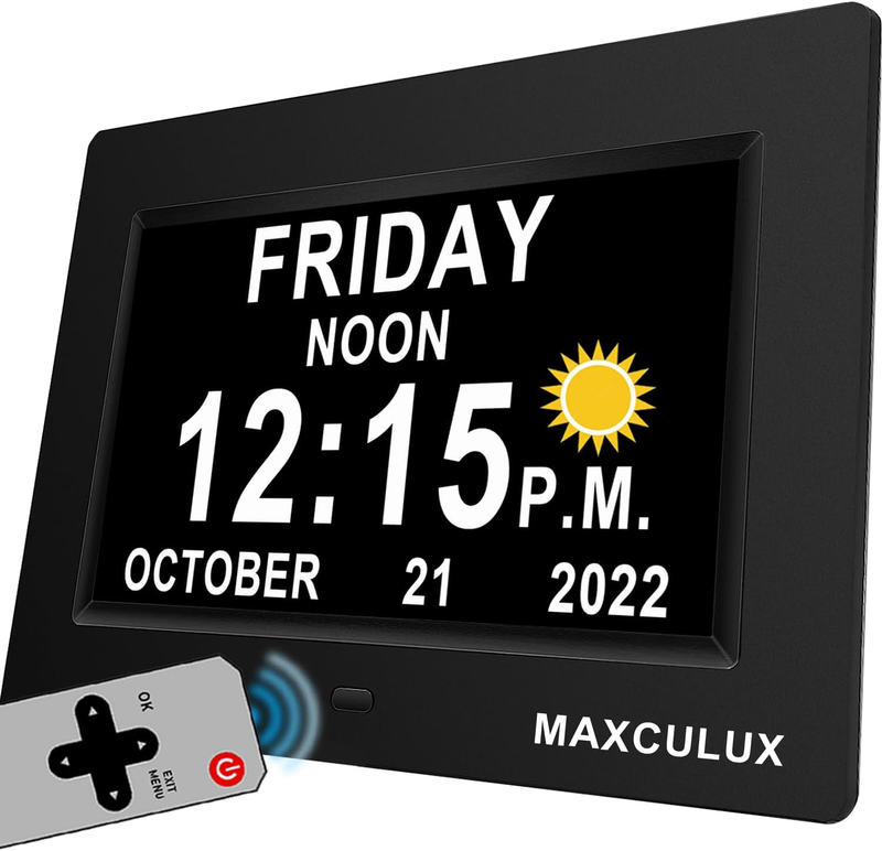 Digital Clock Day Date Seniors Auto DST 19 Alarm Settings & Auto Night Dimmable