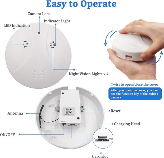 Spy Hidden Camera WiFi Battery Real Smoke Detector 1080p  Video Recording - Image 8