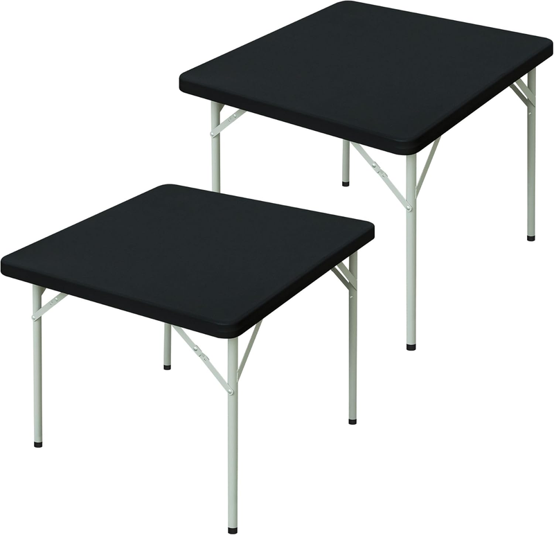 2 Pack Square Fitted Tablecloth 34X34 Inch Stretch Spandex Card Table Cover Blac
