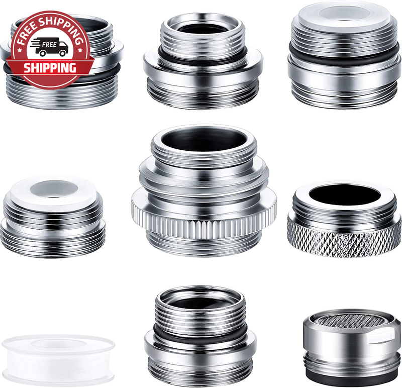 9 Pieces Faucet Adapter Kit Kitchen Male/Female Faucet Adapter Sink Brass Aerato