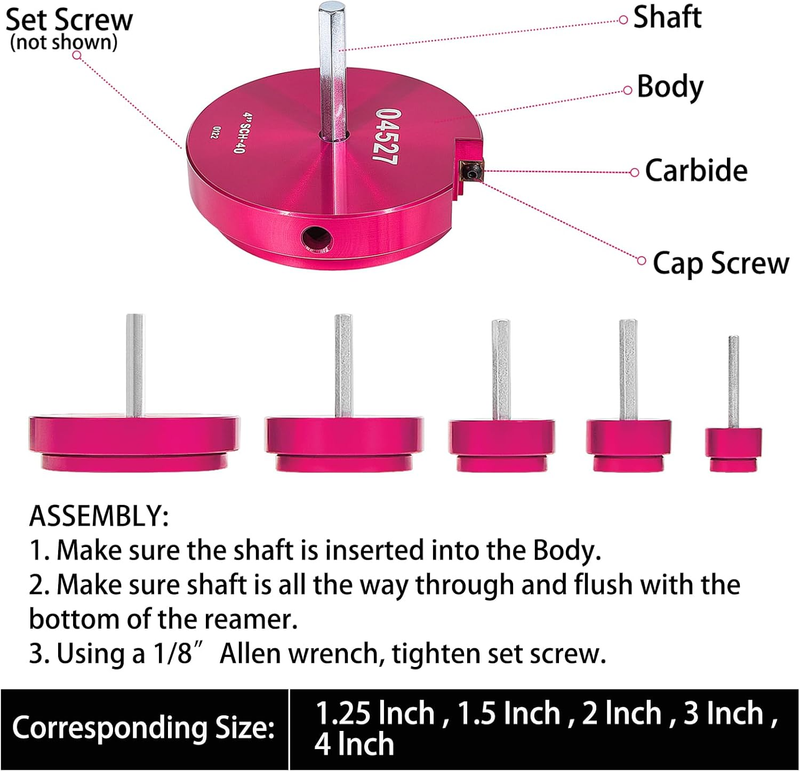 5-Piece Plastic Pipe Reamer Tool Kit for PVC, CPVC & ABS Fittings,Includes 1.25"