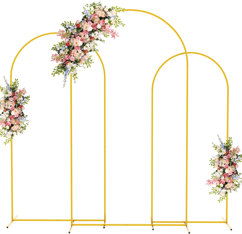 Fomcet Metal Arch Backdrop Stand Set of 3 Gold 7.2Ft, 6.6Ft, 6Ft Arch Stand