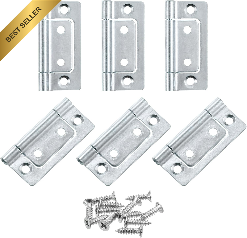 6Pcs 2X1 Inch Door Hinges Non-Mortise No Noise Bifold Door Hinges Plating for Ca