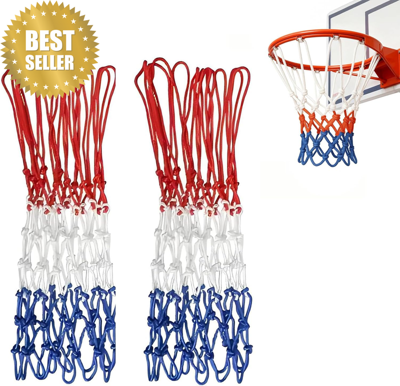 2 Pack Basketball Net Replacement Upgraded Thickening Heavy Duty 12-Loop Basketb