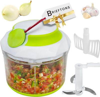  QuickPull Manual Food Chopper: Large 4-Cup Powerful Hand Pull Chopper/