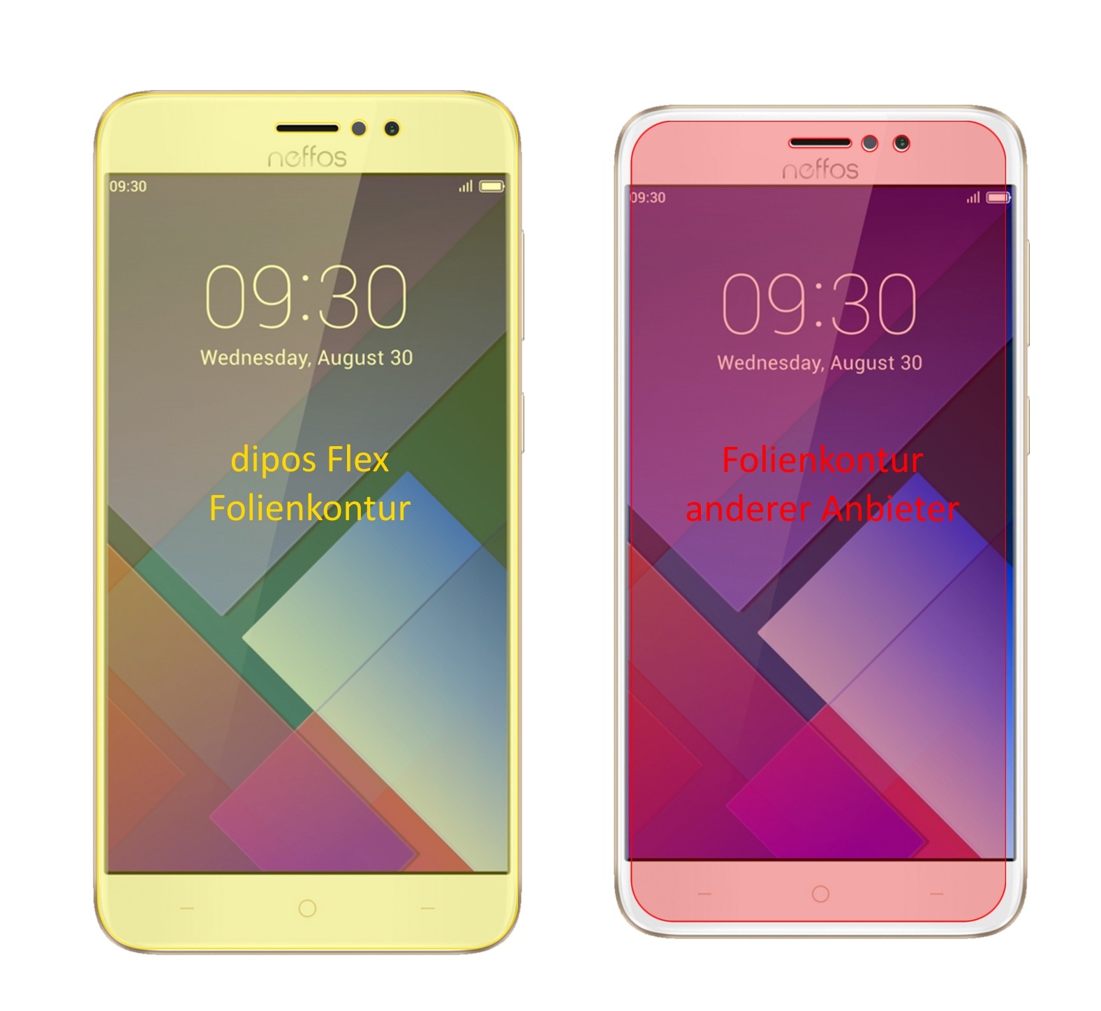 2x Schutzfolie für TP-Link Neffos C7 inkl. Rundung Flex Folie dipos Display