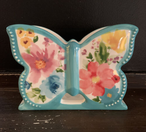 Pioneer Woman Butterfly Floral Stoneware Napkin Holder New wit...