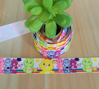 7/8'' (1 YD) Care Bear Grosgrain Ribbon Wish Bear Grumpy Bear Funshine Bear