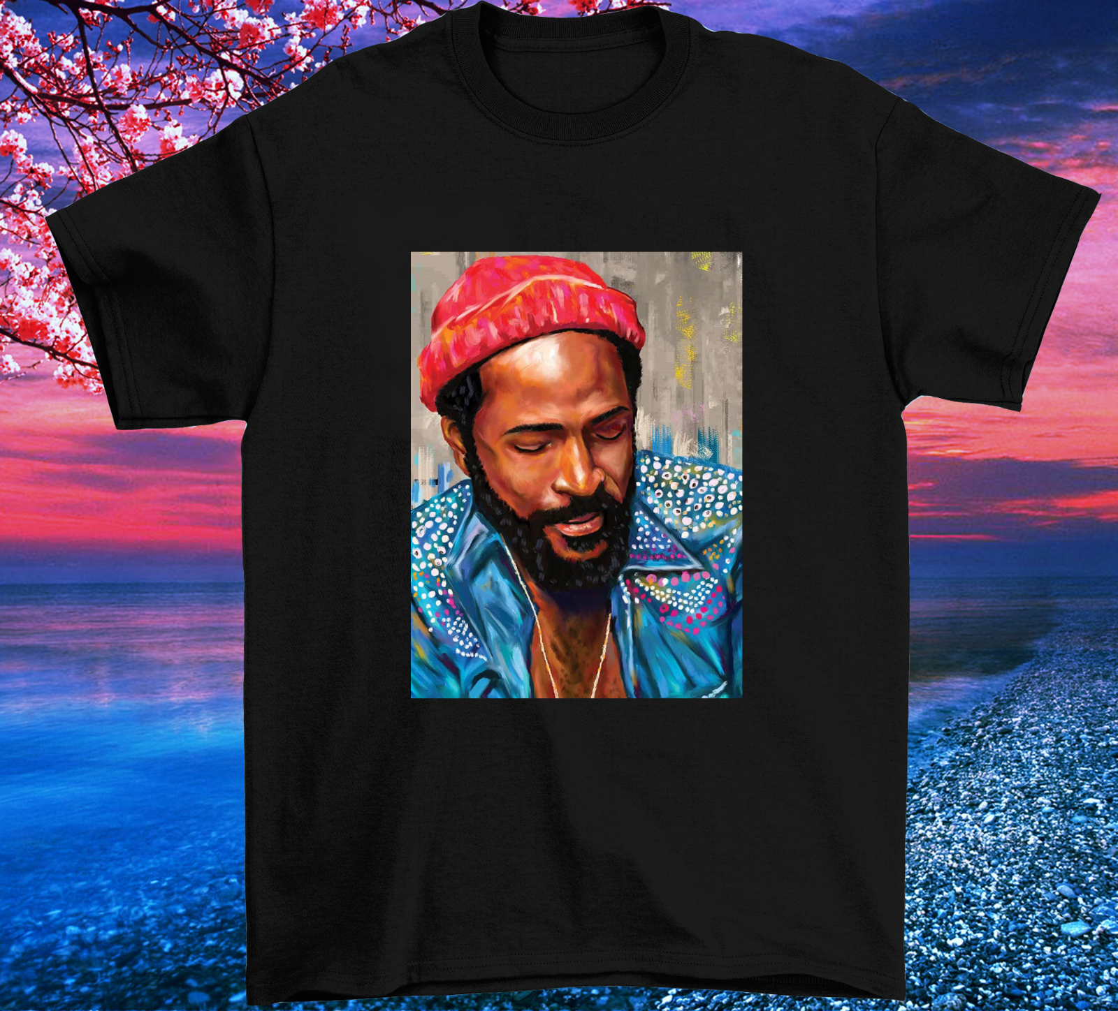 ✈ MARVIN GAYE (MARVIN IS 60) Tシャツ Legendary Singer Marvin Gaye Painting T Shirt Size S 4XL
