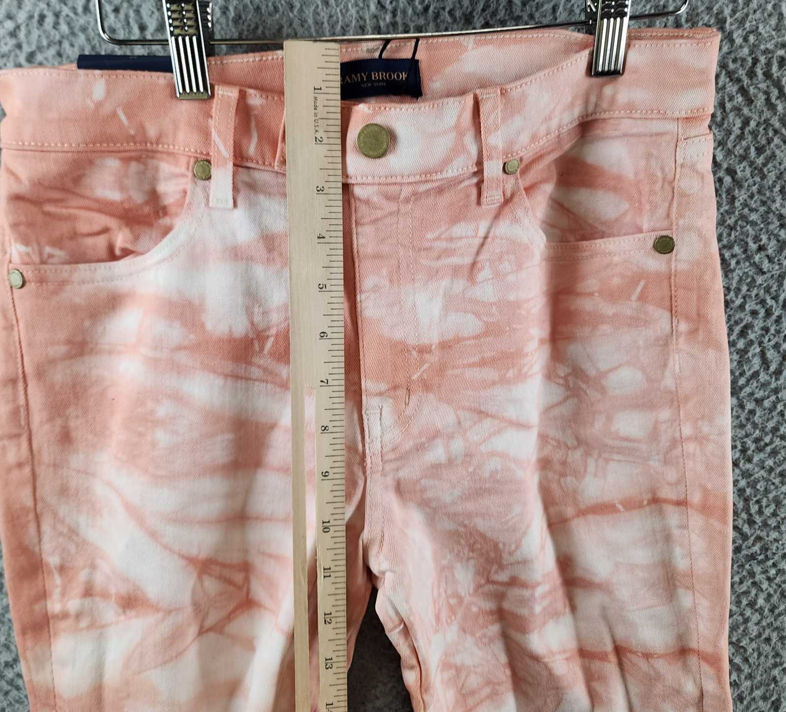 Ramy Brook Katie Mid-Rise Motto Skinny Jeans Women's 30 Pink Tie Dye Zip Closure - Picture 7 of 17