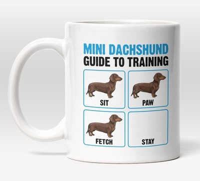Mini Dachshund Guide to Training Mug, Wiener Dog Coffee Cup, Funny Dog Lover