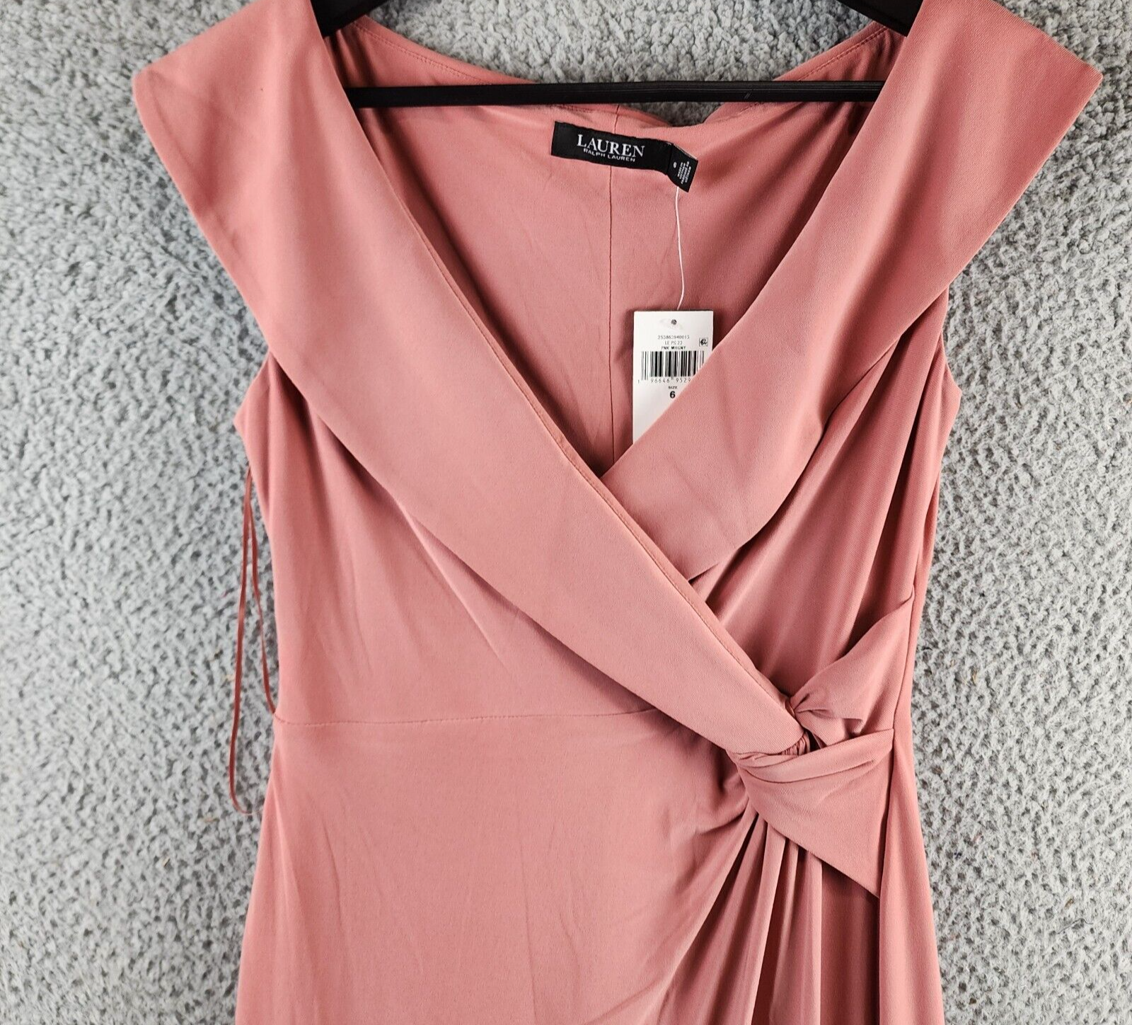 Lauren Ralph Lauren Jersey Off-the-Shoulder Gown Womens 6 Pink Mahogany Side Zip - Picture 3 of 15