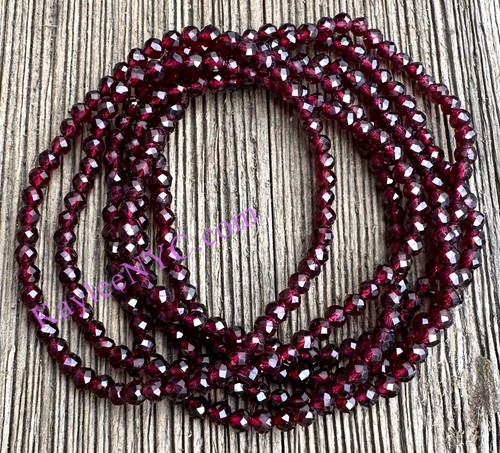 Wholesale lot 6 Pcs 4mm Faceted Natural Garnet 7.5” Stretch Bracelet