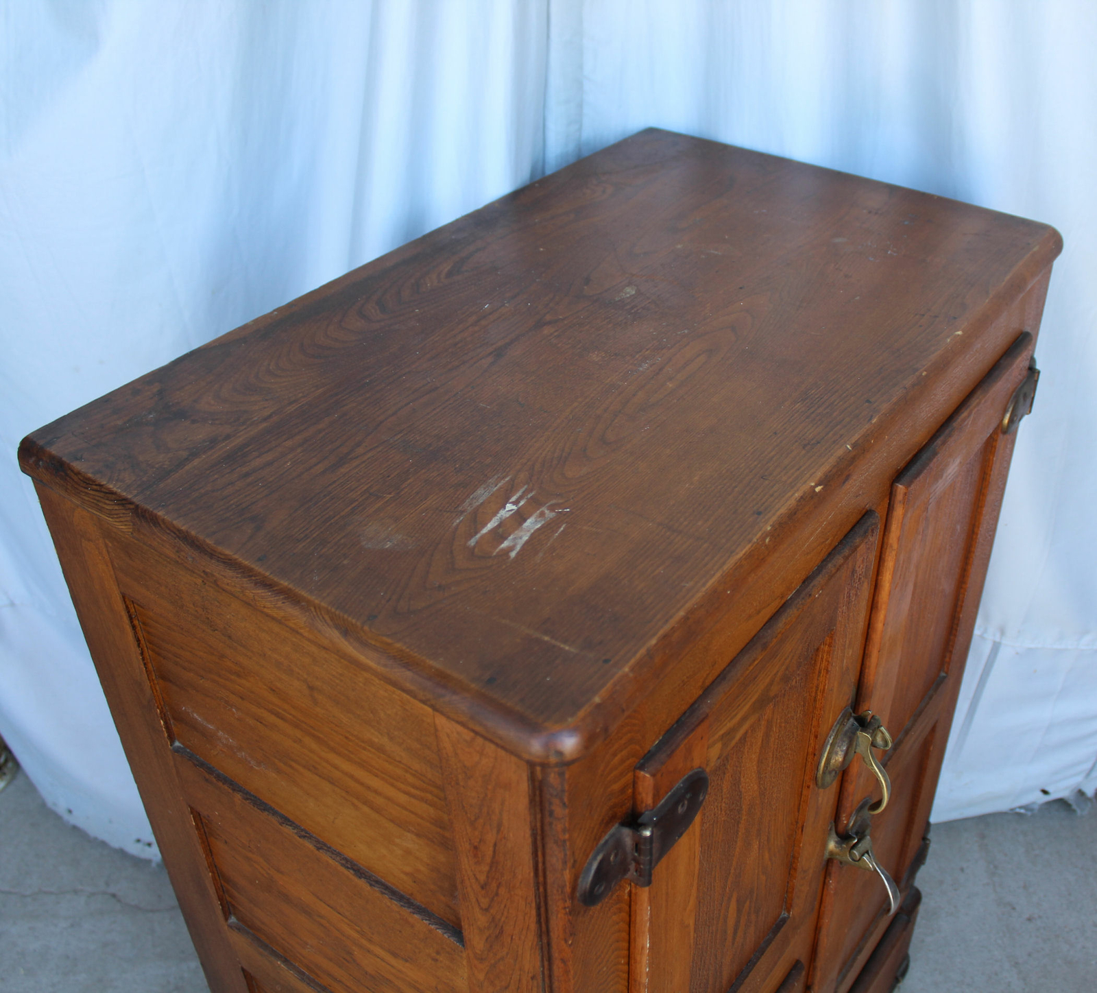 Antique Wood Ice Box – Original finish – only 28 inches width