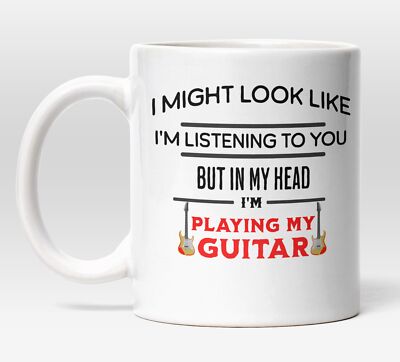 Playing My Guitar Mug - Fun Design for a Guitarist, Funny musician gift