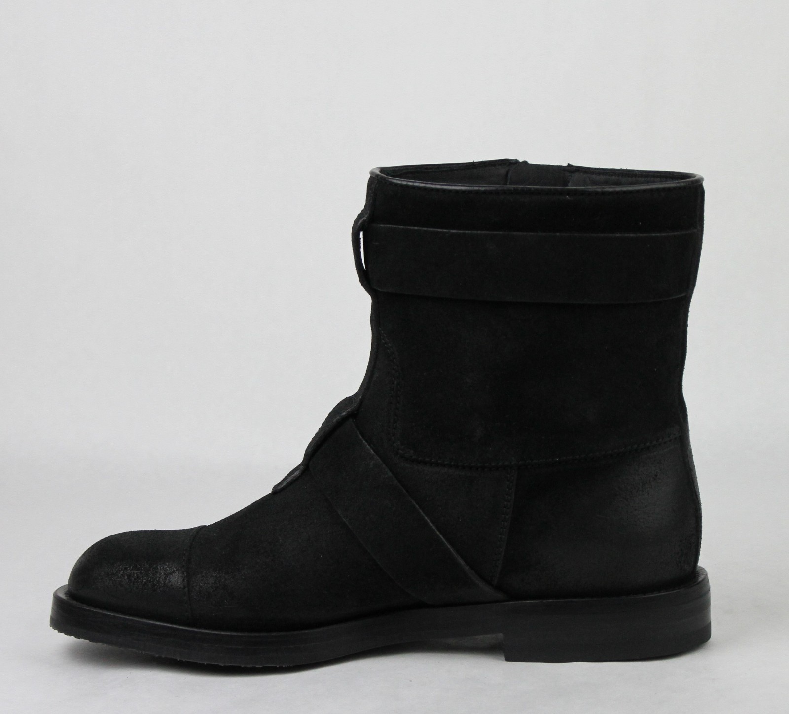 Pre-owned Gucci Men's Black Suede Sella Ankle Biker Boots 8g/us 8.5 368430 Ceg00 1000