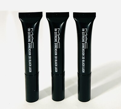 3 X MAC In Extreme Dimension 3D Black Lash Mascara Mini Travel Size 0.03oz/1g