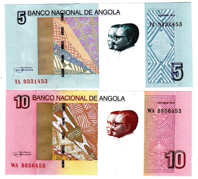 Lot Set Serie 2 Billets Angola 5 & 10 Kwanzas 2017 New Nouveau Ruacana Neuf Unc