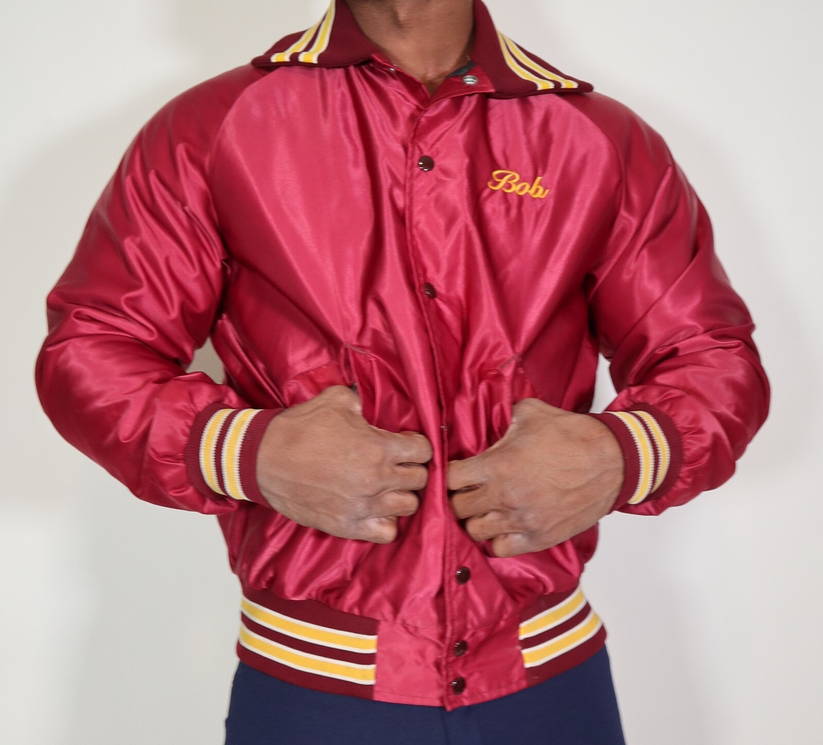 MEN'S SATIN SNAP JACKET ADULT LARGE (SMA) | eBay