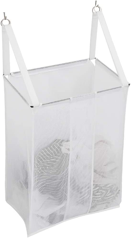 Wall Hanging Mesh Laundry Hamper,Over the Door Large Storage Bag with Big Metal