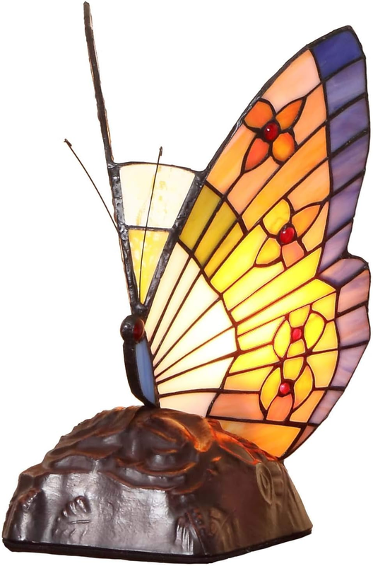 L10653 Butterfly Tiffany Style Stained Glass Accent Table Lamp Night Light for Living Room Bedside Home Decoration