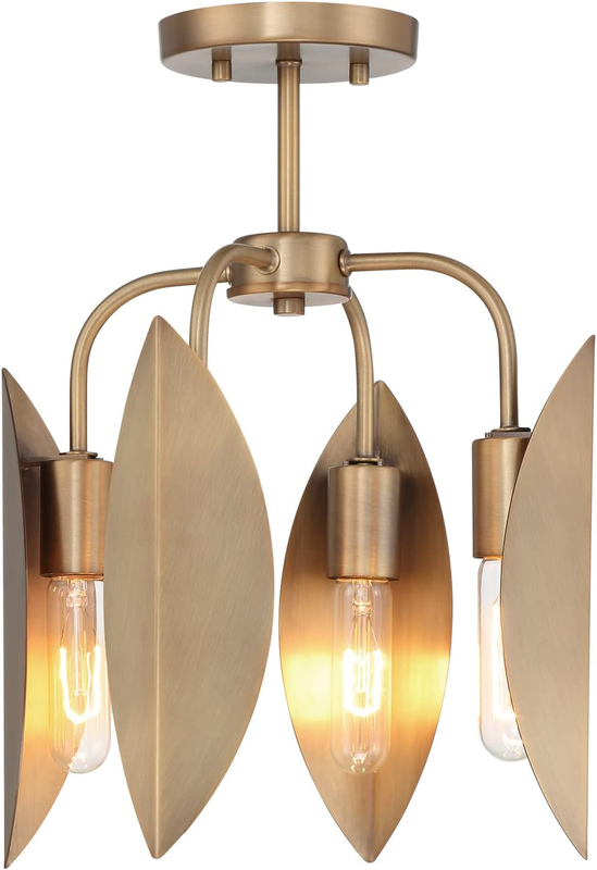 Eden 12.25 Inch 4-Light Semi-Flush Ceiling Light Fixture, Old Satin Brass, D280M-SF-OSB
