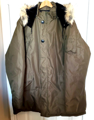 North 564 Tech Air X2 5XLT Army Green Nylon Parka Coat Removable