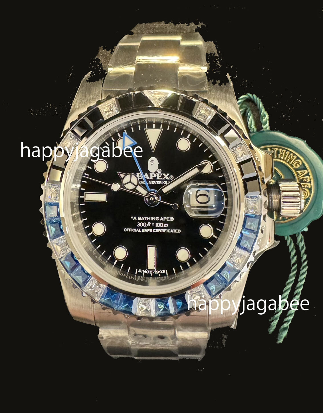 Pre-owned A Bathing Ape 2024 Ss  Men's Goods Bapex Type 2 Crystal Stone 1j70187008 In Black X Blue