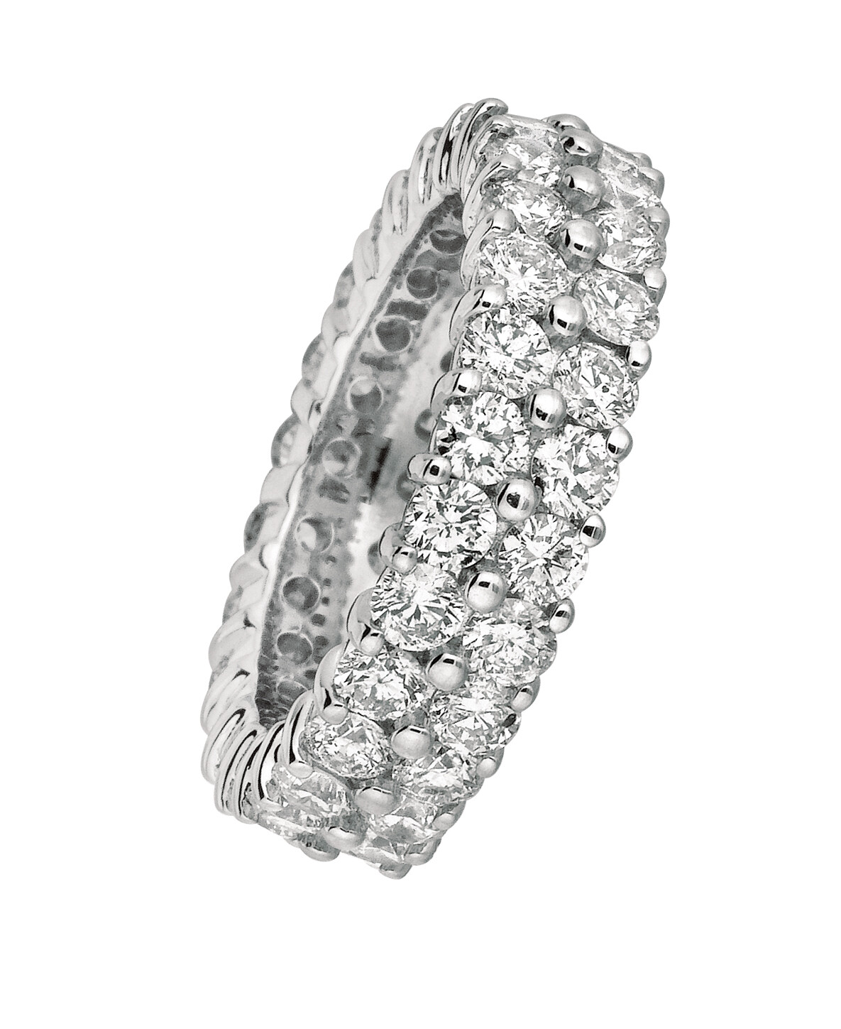 Pre-owned Morris 4.30 Carat Natural 2 Row Diamond Eternity Ring Band Si 18k White Gold